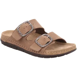 ROHDE Pantolette mit zwei Schnallen aus Velourleder Rodigo-D 5893, Größe:41 EU, Farbe:Beige - 41