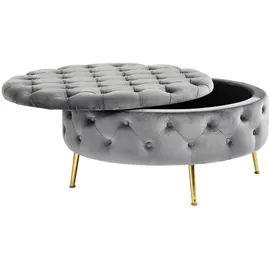 Xora Hocker, Grau, Gold, rund, 90x44x90 cm, Stauraum, Wohnzimmer, Hocker, Sitzhocker