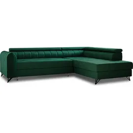 Sofnet Ecksofa mit Schlaffunktion und Bettkasten, Wohnlandschaft mit einstellbare Kopfstützen, Couch, Sofa, Bettsofa, Schlafsofa Grün (Kronos 19)...