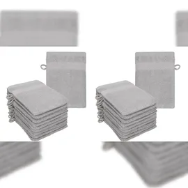 Betz 20 Stück Waschhandschuhe Waschlappen Premium Größe 16x21 cm 100% Baumwolle Farbe silber
