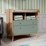 Forte WHENUA beige (mauvelle eiche, salbei, mauvelle eiche), B:89,8cm H:94,4cm T:77cm, Holzwerkstoff, Wickelkommoden, Wickelkommode, Wickelauflage, erhöhter Rand, 2 farbig, Stauraum offen Fächer etc.
