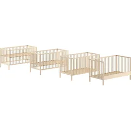 58 aufm Kessel Babybett Kara-lynn 144x76x84 Gitterbett Massivholz Buche Natur