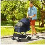 PawHut Hundebuggy Hundewagen für kleine Hunde und Katzen Oxford Blau 76,5 x 52 x 95 cm