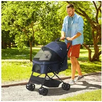 PawHut Hundebuggy Hundewagen für kleine Hunde und Katzen Oxford Blau 76,5 x 52 x 95 cm