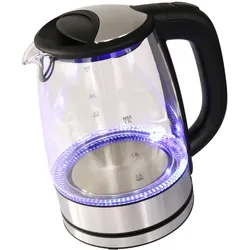 Deski Wasserkocher Edelstahl Glas kabellos Fassung 1,7 Liter LED Beleuchtung