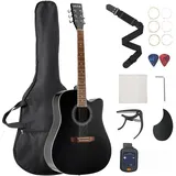 Vevor Elektro Akustische Gitarre Cutaway, Solo Anfängerpaket 1041,4 mm, (41 inch) Schwarz