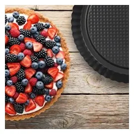 Relaxdays Obstbodenform, 3er Set, Ø 21/26/28 cm, Biskuitboden Backform, antihaft, Vertiefung, Kuchenbodenform, anthrazit