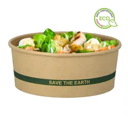200 Stk. Recycelbare Karton-Kraftschüssel mit RPET-Deckel (1200 ml) Ref ENS013K