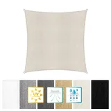 Lumaland Sonnensegel Quadrat 4 x 4 Meter creme UV-Schutz Sonnen Segel wasserabweisend HDPE mit Stabilisator für UV Schutz, Beige