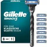 Gillette Mach3 Rasierer Herren — Inkl.1 Nassrasierer Und 8 Rasierklingen Mit 3-F