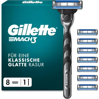 Gillette Mach3 Rasierer Herren — Inkl.1 Nassrasierer Und 8 Rasierklingen Mit 3-F