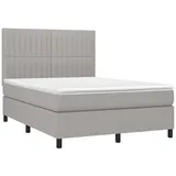 vidaXL Boxspringbett mit Matratze & LED Hellgrau 140x200 cm Stoff