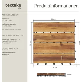 Tectake Terrassenfliesen Tabula 33 x 33 cm braun