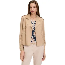Kurzblazer BETTY BARCLAY "Betty Barclay Blazer-Jacke langarm", Damen, Gr. 36, beige, Obermaterial: 95% Polyester, 5% Elasthan., casual, gerade normal, Langarm, Blazer, Material