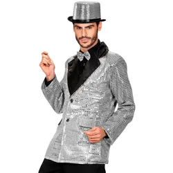 Silbernes Pailletten Jackett Swing Stil - XL