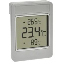 TFA Dostmann Digitales Fensterthermometer WINDOO, 30.1067.15, Außentemperatur messen, leichte Montage, wetterfest, Höchst- und Tiefstwerte, mit Selbstklebefolie, ohne Bohren, grau-weiß