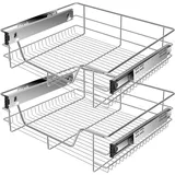 Teleskopschublade Küchenschublade Küchenschrank Korbauszug Schrankauszug Vollauszug Schublade 2x 60cm - Silber - Kesser