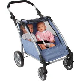 Bayer Chic 2000 Puppen-Zwillingsbuggy Puppen-Trailer Roadster blau