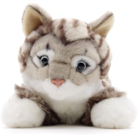 Uni-Toys - Katze mit getigertem Fell (grau), liegend - 38 cm (Länge) - Plüsch-Kätzchen - Plüschtier, Kuscheltier