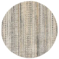Kadima Design Strapazierfähiger Geometrischer Wohnzimmer-Teppich in Naturfarben - `Perran` Serie. Farbe: Naturfarben, 140x140 cm