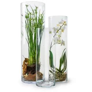 GlasArt Bodenvase Glas-Vase, Glasvase, Dekovase Klarglas, Zylinder gerade, 30-50x10cm 40 cm