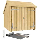 Plus beige (natur), Holz, Gartenhäuser, Fahrradunterstand mit Doppeltür, Dachpappe/Aluleisten/H-Pfostenfüße