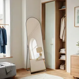 Songmics Ganzkörperspiegel, 160 x 50 cm, gewölbter Standspiegel Schwarz,