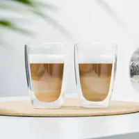 Haushalt International Latte-Macchiato-Glas Latte Macchiato-Glas 400ml, 2er-Set doppelwandig, ca. 9 x 14cm, 1-tlg.