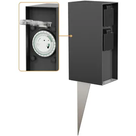 ledscom.de Garten-Steckdosensäule POMI Anthrazit 2 St.