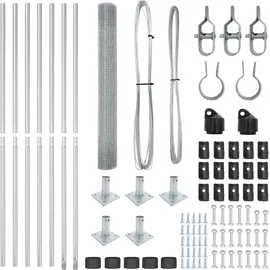 vidaXL Zaun mit Pfosten Silber 1 x 10 m Stahl - Silber