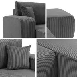 Mirjan24 Eckcouch Cord U-Form 2-Sitzer Beige