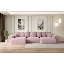 altdecor Ecksofa mit Schlaffunktion und Bettkasten Corner Sofa Eckcouch Couch U-Form universal, links/rechts angeordnet Schlafcouch Ausziehbar Wohn... - Rosa
