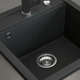 Bergström Spülbecken Schwarz, 49 x 50 cm mit Armatur Schwarz