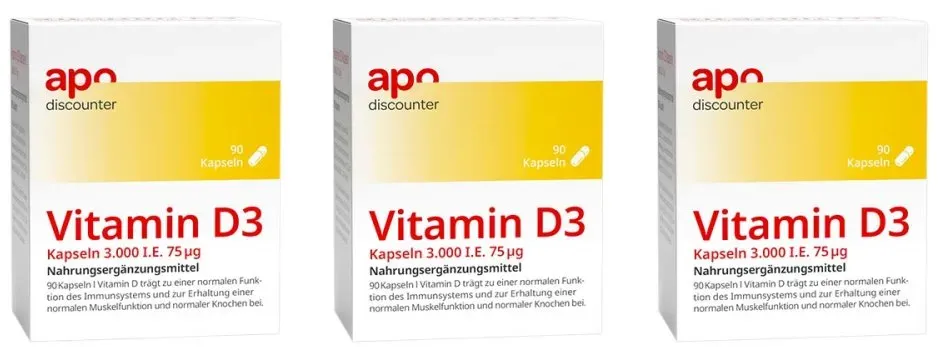 Vitamin D3 Kapseln 3.000 I.E. 75 μg von apodiscounter