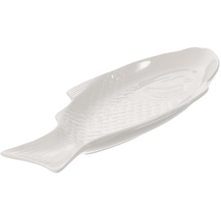 Fischteller Porzellan Fischplatte Keramik Fisch Kreative Porzellan Servierteller Snack Tablett für Restaurants nach Hause Weiß 28cm