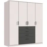 WIMEX Kleiderschrank »Cottbus, in weiß oder grau modern kombiniert mit graphitfb.Schubladen« in verschiedenen Größen erhältlich, Schlafzimmer, Kleiderschränke, Drehtürenschränke