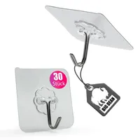 BigDean 30 Stück Klebehaken extra stark & selbstklebend – Wandhaken 180° drehbar - Haken ohne Bohren halten problemlos bis zu 10 kg