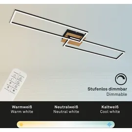 Briloner LED Deckenleuchte dimmbar, Fernbedienung, CCT 40W Holz-schwarz Metall