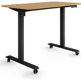 eSmart Germany ETX-121BBA 120 x 60 cm Bambus Dekor Ergonomischer Steh-Sitz-Schreibtisch auf Rollen Stufenlos elektrisch höhenverstellbar 78,... - Braun