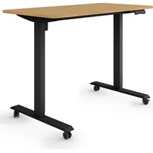 eSmart Germany ETX-121BBA 120 x 60 cm Bambus Dekor Ergonomischer Steh-Sitz-Schreibtisch auf Rollen Stufenlos elektrisch höhenverstellbar 78,... - Braun