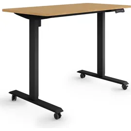 eSmart Germany ETX-121BBA 120 x 60 cm Bambus Dekor Ergonomischer Steh-Sitz-Schreibtisch auf Rollen Stufenlos elektrisch höhenverstellbar 78,... - Braun