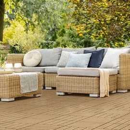 ECD Germany WPC Terrassenfliesen Teak 30 x 30 cm 22 St.