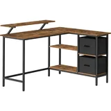 VASAGLE Schreibtisch vintage-braun rechteckig, 4-Fuß-Gestell schwarz 135,0 x 105,0 cm