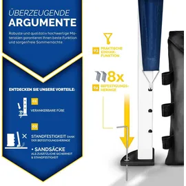 tillvex Faltpavillon 3 x 3 m inkl. 2 Seitenteile Blau