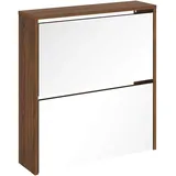 vidaXL Schuhschrank mit Spiegel 63 x 67 x 17 cm braun Eichen-Optik