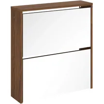 vidaXL Schuhschrank mit Spiegel 63 x 67 x 17 cm braun Eichen-Optik