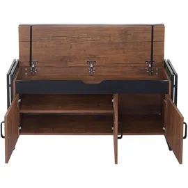 Mendler Schuhkommode 53 x 110 x 30 cm 3D-Struktur Metall / Braun