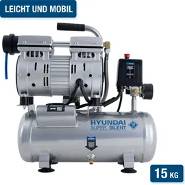 Hyundai Silent Kompressor SAC55751 SET (8 bar, 6L, tragbar, ÖLFREI, 59 dB, 550 W / 0.75 PS)