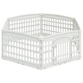 vidaXL 6-Panel-Hundespielplatz 177,5 x 154,5 x 58 cm Kunststoff Weiß 179 151