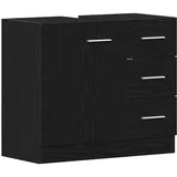 vidaXL Waschbeckenunterschrank Schwarz Eichen-Optik 63x30x54 cm